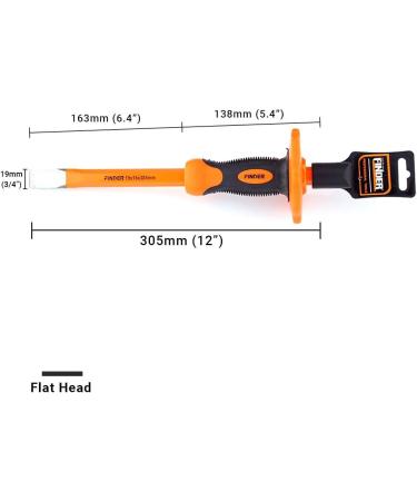 Finder 12-Inch Heavy Duty Flat Chisel with Hand Protection  Flat Head  Demolishing/Masonry/Carving/Concrete Breaker Chisels with Bi-Material Hand Guard 1 PCS - Buy Online on GoSupps.com
