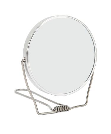 2 Sided Vanity Mirror  Mini 360 Degree Rotation Aluminum Frame Silver Vanity Mirror with Stainless Steel Stand for Office Dormitory  Makeup Mirror for Woman and Man
