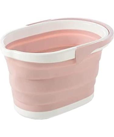 Portable Fishing Bucket Collapsible BucketPortable Folding Bucket Solid Basin Multifunctional(Pink)