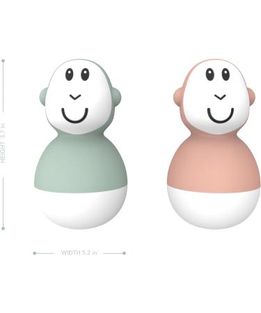 Matchstick Monkey Bathtime Wobblers Antimicrobial Baby Bath Toy Set - Easy Grip Sensory Learning Toys for 12+ Months - Mint Green & Dusty Pink - Buy Online on GoSupps.com