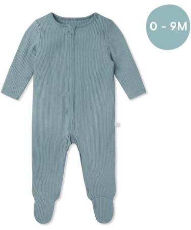 MORI Organic Cotton/Bamboo Zip Up Sleepsuit for Baby Boys/Girls | 18-24 Months | Ribbed Blue - Buy Online on GoSupps.com