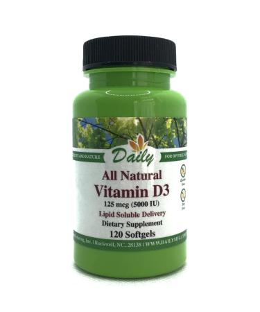 Daily Manufacturing Vitamin D3 5000 IU (125 mcg) Softgels