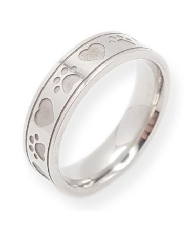 Heart dog paw cat paw ring for women 6mm wide rounded inside.