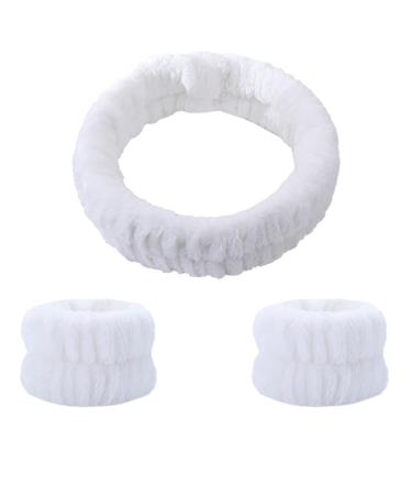 Plush Hair Band Cosmetic Makeup Washing Face Shower Spa Elastic Hair Hoop White