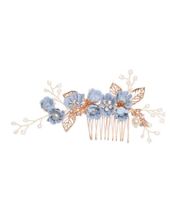 Minkissy wedding hair comb gold side hair comb for women wedding hair comb wedding blue rhinestone hair side ridge hair side ridge clip wedding ridge bridesmaid korean medium blue
