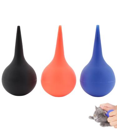 TWZKXC 3 Pcs Manual Fluid Suction Device for Pet Rubber Ear Washing Squeeze Bulb Ear Washing Removal Tool Ear Wax Removal Pet Earwax Cleaning(Black Red Blue)
