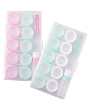 Healeved 2 sets Storage box for colored contact lenses contact lens container Contact lenses Case eye contact case portable contact case macaron storage box showcase travel pp light green 14.5x8.2cm