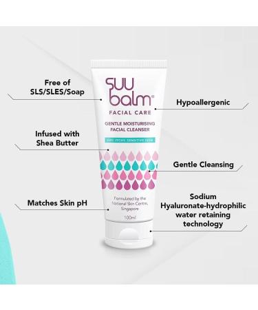 Suu Balm - Gentle Moisturising Facial Cleanser - Eczema Psoriasis Dry Sensitive Skin Treatment (100ml) - Buy Online on GoSupps.com