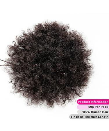 Buy 6-Inch Short Afro Puff Drawstring Ponytail - Human Hair Curly Clip-In Extensions in Natural Color - Buy Online on GoSupps.com