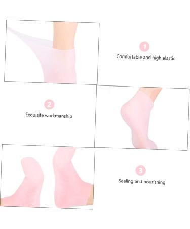 Beavorty 3 Pairs Sock Booties for Women Lotion Spa Moisturizing Gel Booties Moisturizing Heel Sleeves Beauty Care Silicone Gel Skin Protect Soles Sebs Sole Pads Miss High Heel Crack Pink - Buy Online on GoSupps.com
