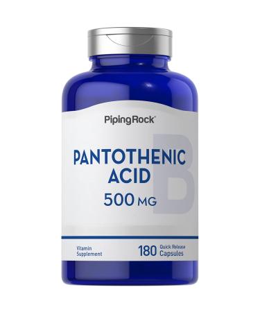 Piping Rock Pantothenic Acid 500mg | 180 Capsules | Non-GMO, Gluten Free Supplement