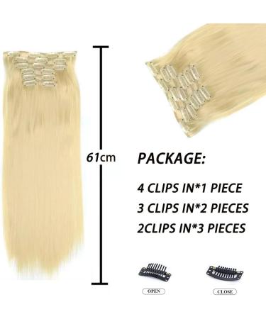 Clip-In Extensions Like Real Hair 6 Pieces 61 cm Hair Extensions with Clips 6 Wefts 16 Clips for Complete Hair Extensions Straight Hair Extensions 61 cm (613) - Buy Online on GoSupps.com