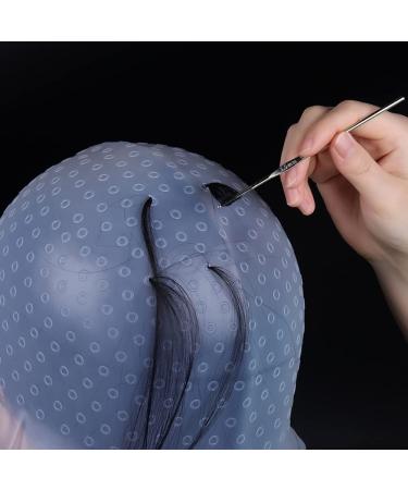 Silicone Highlight Cap - Salon Hair Colouring Highlights Dye Cap with Hook for Colouring Hair Hairdresser Tool Reusable Highlight Cap for Highlights DIY Dyeing Pink - Buy Online on GoSupps.com