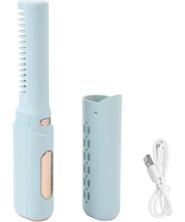 Rechargeable Mini Hair Straightener - Portable Straightening Brush with Adjustable Temperature Anti-Scald Type C Charging - Ideal for Home Use (Blue - Buy Online on GoSupps.com