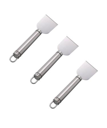 3PCS Stainless Steel Multi-Purpose Cleaning Scraper None-Scratches Wallpaper Scraper for Stove BBQ Grill Kitchen and Household Cleaning (Silver 3PCS) Silver 3PCS