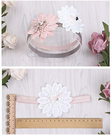 Girls Lace Flower Headbands - Soft Stretch Hair Accessories (2 Pack Pink & White) - Buy Online on GoSupps.com