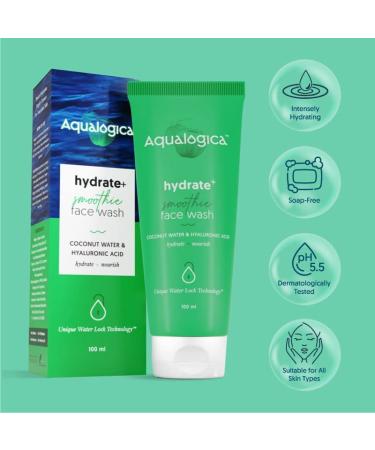 Hydrate+ Face Wash | Gentle Deep Cleansing & Hydration | Hyaluronic Acid & Coconut Water | Unisex Facial Cleanser for All Skin Types - 3.38 Fl Oz - Buy Online on GoSupps.com