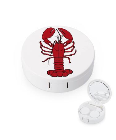Red Lobster Round Case For Contact Lens Kit Storage Box with Mirror Printed