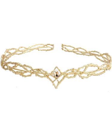 Leemasing Crystal Bridal Crown - Elegant Gold Forehead Tiara for Weddings Birthdays & Halloween Costume Parties - Buy Online on GoSupps.com