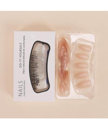 24Pcs/Set Press On Nails Mid Length Fake Nails Nude Gradient False Nails Acrylic Fake Nails Full Cover Nails Tips Artificial Finger Manicure Press on nails for Women and Girls - Buy Online on GoSupps.com