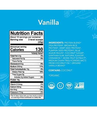 ALOHA Plant-Based Protein Powder - NO STEVIA Vanilla - Keto Friendly Vegan Protein with MCT Oil - 18.5 oz - Buy Online on GoSupps.com