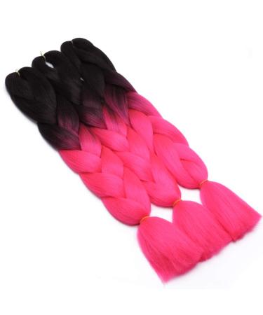 Tess Braids Extensions 60 cm - Jumbo KanCalon Ombre Hair Braids (Black/Pink) | 100g Bundle for Single-Laid Box Braids - Buy Online on GoSupps.com