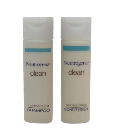 Neutrogena Clean Normalizing Shampoo & Conditioner 0.8 oz bottles - Lot of 24 - (12 each) - Total of 19.2oz