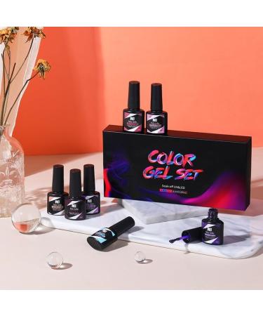 6Pcs Gel Nail Polish Set Gel Polish Glitter Kit for Manicure Nail Design Art Semi Permanent Varnish Hybrid Base Top Coat - (Color: MJ-6904) - Buy Online on GoSupps.com