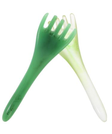 Nolitoy Gua Sha Face massage tools 2 pieces five-claw-facial sparkling between scalp massage scrap scratching rods Skin care massager acupuncture pencil for neck face 16.5x5.5x3cm green