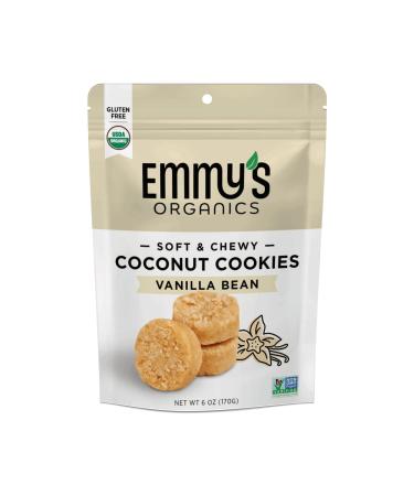 Emmy's Organics Coconut Cookies, Vanilla Bean, 6 oz (Pack of 4) | Gluten-Free Organic Cookies, Vegan, Paleo-Friendly
