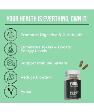 Pure for Men Cleanliness Fiber Supplement 120 Capsules & Reset Detox 30 Capsules - Vegan Formula - Buy Online on GoSupps.com