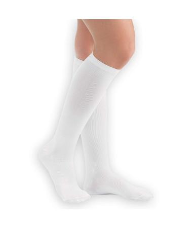 Collections Etc Men's Compression Trouser Socks Pair Firm 20-30 mmHg White Small - Made in The USA