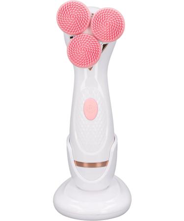 3 Head Electric Facial Cleansing Brush - Rechargeable Silicone Exfoliating Scrubber in Pink | Portable Face Massager for Glowing Skin - International Shipping Available - Buy Online on GoSupps.com