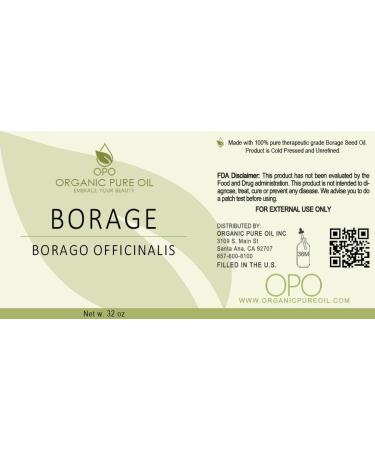 OPO Borage Seed Oil 32 oz - 100% Pure Non-GMO High GLA Moisturizer | Vegan Carrier Oil for Skin Hair Nails & DIY Soaps - Buy Online on GoSupps.com
