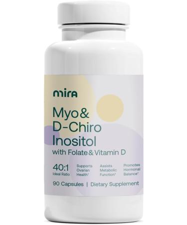 MIRA PCOS Supplement Myo Inositol & D-Chiro Inositol 40:1 Ratio Helps Promote Hormonal Balance and Support Ovarian Health & Metabolism 90 Capsules (30 Servings) 1 Bottle 1 Count (Pack of 90) - Buy Online on GoSupps.com