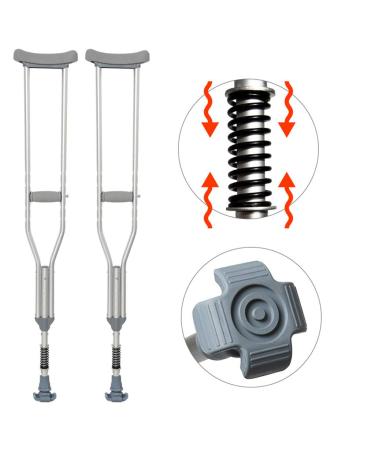 LINYUES Underarm Crutches with Damping Spring Comfortable Medical Adult Crutch with Double Shock Absorber Height Adjustable Antiskid Foot Pad Fashionable Small