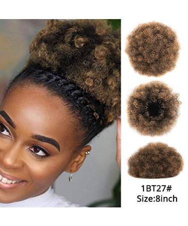 Natural Clip In Afro Hair Bun - Jet Black Purple Blue Synthetic Kinky Curly Puff Ponytail Extension | 8 Inches for Women - Buy Online on GoSupps.com