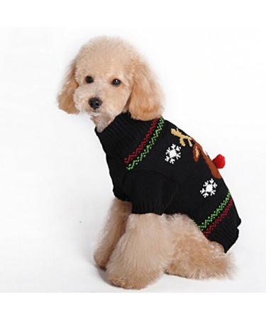 Christmas Turtleneck Dog Sweater - Warm Knitwear for Puppies & Dogs | XL Black Moose Pattern | Perfect Holiday Gift - Buy Online on GoSupps.com