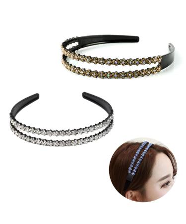 Belvanr Fashionable Hair Ripe - 5-Piece Glitter Double Crystal Headbands for Women | Rhinestone Slip-Proof Hair Jewelry - Buy Online on GoSupps.com