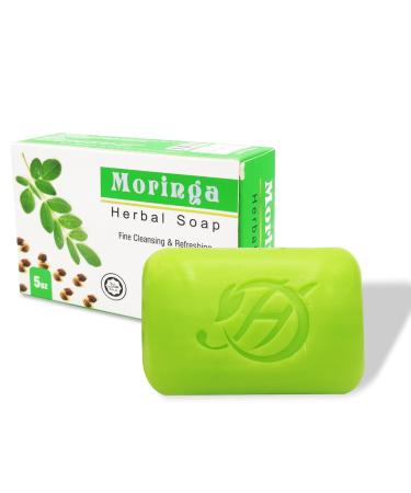HERBOGANIC Moringa Herbal Soap | With Moringa Oil | Skin Refreshing | Moringa Herbal Natural Soap For Face & Body | Cleaning and Moisturizing | Contributes to Exfoliation | All Natural | Equally Effective for Men and Wom...