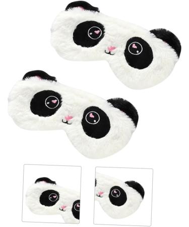 Angoily Plush Silk Eye Mask Set - 2pcs Cartoon Blindfolds for Sleep & Travel Comfortable Satin Eye Cover for Adults - Black & White - Buy Online on GoSupps.com
