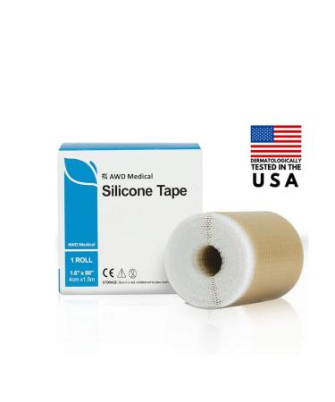 AWD Medical Silicone Scar Sheets - Soft Silicone Scar Tape for Scar Removal - 1.6” x 60” Roll - Reusable Silicone Tape For Removing Keloids, C Section, Burns, Surgical Scars - Custom Size Strips 1.6x60 Inch (Pack of 1)