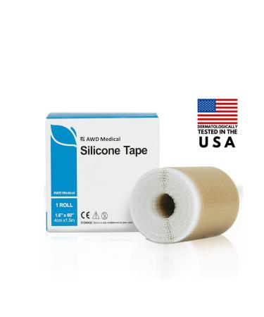 AWD Medical Silicone Scar Sheets - Soft Silicone Scar Tape for Scar Removal - 1.6” x 60” Roll - Reusable Silicone Tape For Removing Keloids, C Section, Burns, Surgical Scars - Custom Size Strips 1.6x60 Inch (Pack of 1) - Buy Online on GoSupps.com