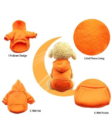 Winter Dog Hoodies with Bags | Warm Clothing for Small Dogs & Puppies | Stylish Orange Coat for Chihuahua & Cats (XXS) - Buy Online on GoSupps.com