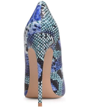 Elisabet Tang Women's Blue Snakeskin High Heel Pumps - 4.7 inch Stiletto Heels - Buy Online on GoSupps.com