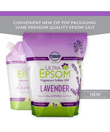 SaltWorks Ultra Epsom Lavender Scented Bath Salt - 5lb Resealable Premium Bag - Buy Online on GoSupps.com
