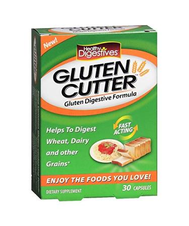 Healthy Natural Systems Healthy Digestives Gluten Cutter - Gluten Digestive Formula Dietary Supplement - Helps Digest Wheat Dairy and Other Grains - 30 Servings Capsules - FAST ACTING