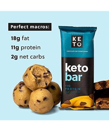 Perfect Keto Bars - Collagen & MCT Keto Snacks, No Added Sugar - Keto Friendly Dessert (Chocolate Chip) - 12 Bars - Buy Online on GoSupps.com