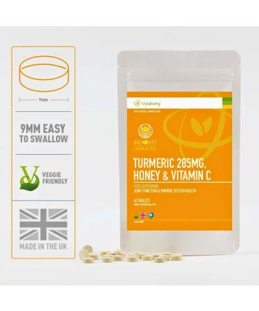 VYTALIVING Turmeric Tablets with Honey & Vitamin C - Joint & Immune Health Supplement - 60 Tablets - Buy Online on GoSupps.com