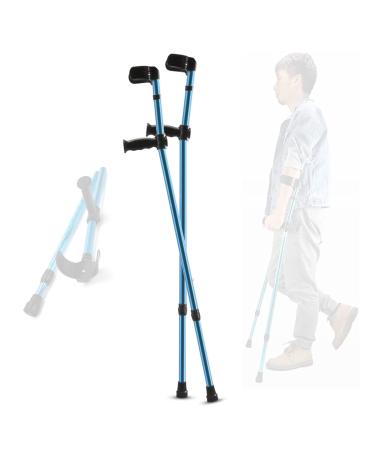 Ergonomic Forearm Crutches Height Adjustable Aluminum Crutches Blue Elbow Crutches Folding Walking Sticks Made in China Smooth Sailing